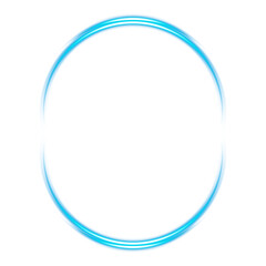 Blue Glowing Neon Circular Frame on Transparent Background
