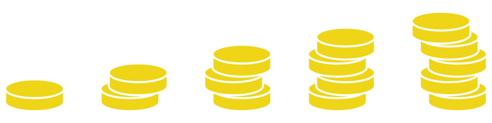 Stacked gold coins isolated on white background