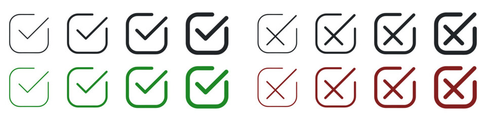 checkmark and X mark icon. check and uncheck icon vector. validation icon vector. for apps and websites.	
