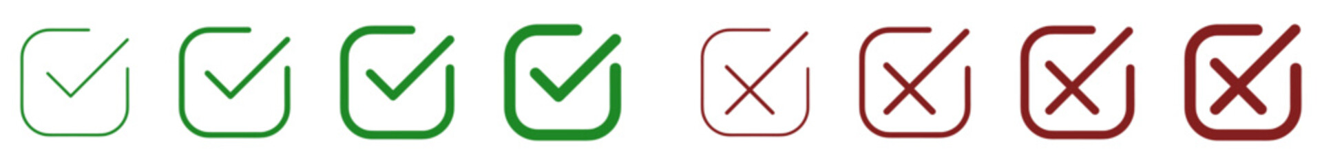 checkmark and X mark icon. check and uncheck icon vector. validation icon vector. for apps and websites.	