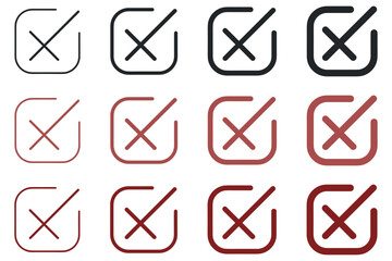 checkmark and X mark icon. check and uncheck icon vector. validation icon vector. for apps and websites.	