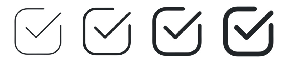 Green and black check mark icon. Check mark vector icon. Checkmark Illustration. Vector symbols set ,green checkmark isolated on white background. Correct vote choise isolated symbol.