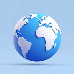 Naklejka premium Stylized 3D Globe with White Continents on Blue Background