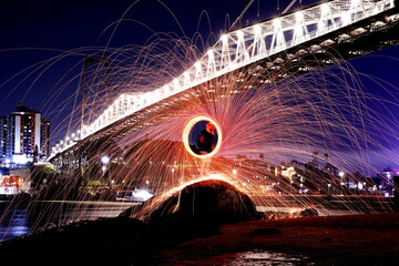 fireworks over the bridge