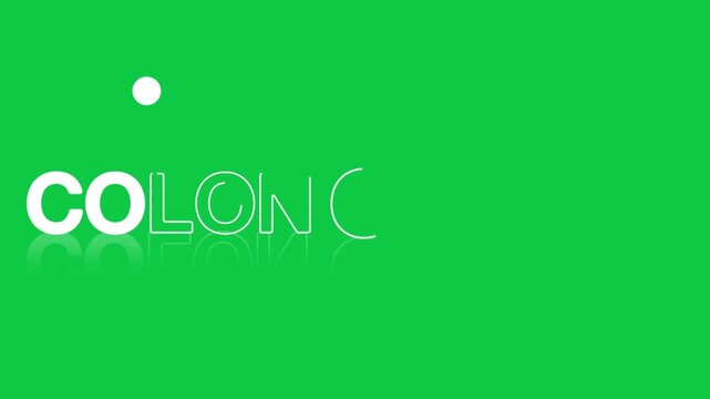 animated jumping or bouncing ball of colon cancer text word lettering typography glow neon reveal, Bright letters jump in the inscription theme video,motion seamless loop animation green screen backdr