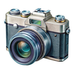 Illustration of vintage camera watercolor illustration isolated on transparent background, capturing the intricate details and classic design of the photographic equipment with artistic flair