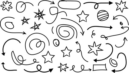Hand Drawn Arrows and Shapes Collection Doodle Style Design Elements