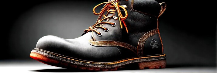 High-quality work boots featuring durable materials and a rugged design for outdoor use - High Contrast