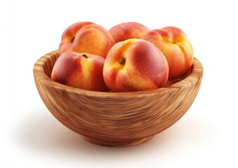 Ripe peaches in a wooden bowl (1)