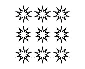 Star Shape Outline Collection Black Element Creative Design Vector Illustration