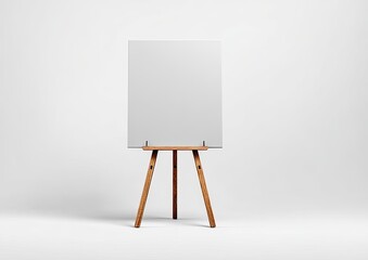 Blank poster on a simple wooden easel against a white background