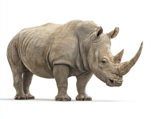 Obraz premium White rhinoceros, full body shot, against white