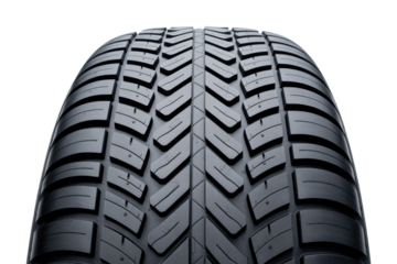 Close-up view of a car tire tread pattern, showcasing its detailed texture and design. background removed