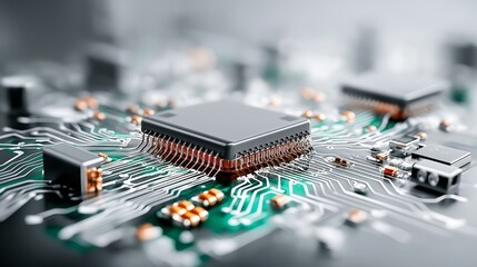 AI letters built from circuit board structures symbolizing artificial intelligence, digital hardware innovation and advanced technological design concepts, Generative AI