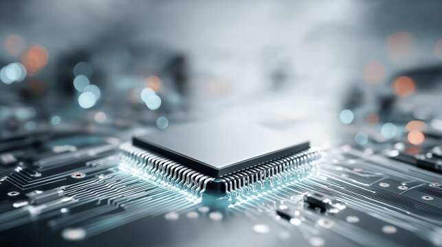 AI letters built from circuit board structures symbolizing artificial intelligence, digital hardware innovation and advanced technological design concepts, Generative AI