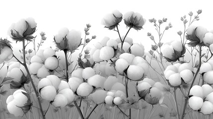 Minimalist cotton flower branch art high resolution picture