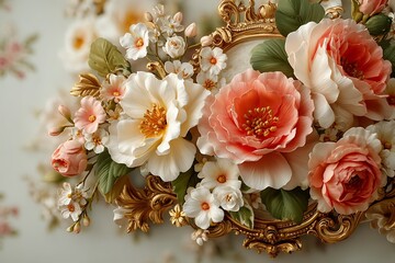 Ornate golden floral rose frame high resolution picture