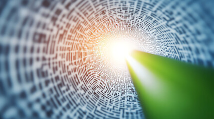 A vibrant tunnel of data points converging towards a bright light, symbolizing innovation and connectivity in the digital realm.