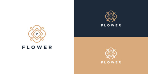 Fototapeta premium logo and icon of flower ornament with initial