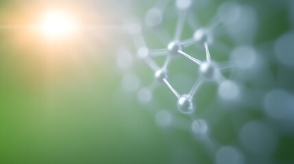 Abstract close-up of molecular structure with soft light, representing innovation and scientific discovery in a vibrant environment.
