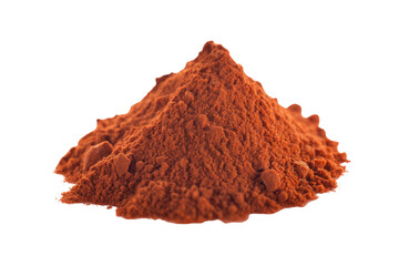 A pile of reddish-brown powder, possibly paprika or chili powder, isolated on a transparent background. background removed