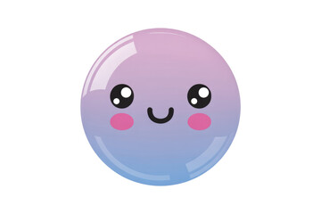 Fototapeta premium A cute, smiling, purple and blue gradient bubble character with large eyes and rosy cheeks. background removed