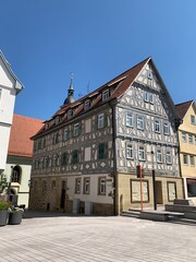Historische Stadth&auml;user in der Stadt Marbach am Neckar in Baden-W&uuml;rttemberg, Deutschland