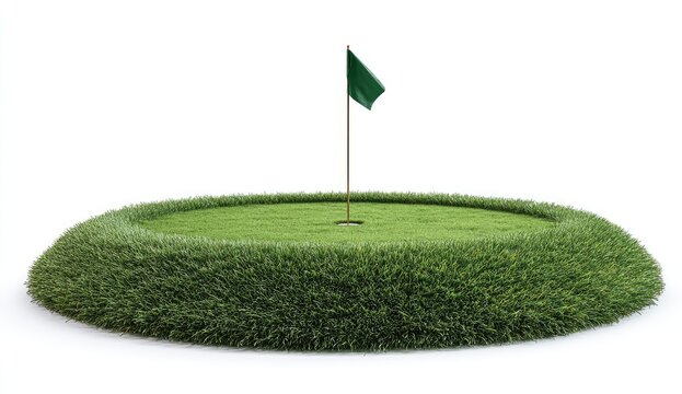 Golf putting green with flag - Powered by Adobe