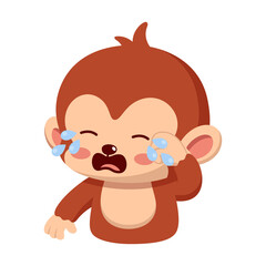 Cute Cartoon Monkey Crying Tears With A Transparent Background Digital Art