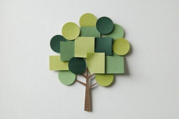 Sticky notes arranged into the shape of a small tree