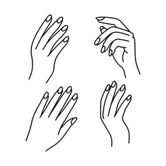 outline of woman's hand isolated on white background