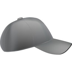 Plain Grey Baseball Cap With Curved Brim And Detailed Stitching Isolated On Transparent Background