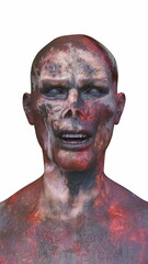 男性ゾンビの顔　3DCGレンダリング