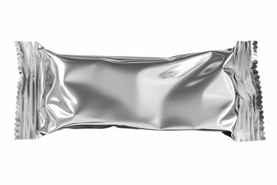 Silver Foil Chocolate Bar Wrapper — Blank Mockup PNG