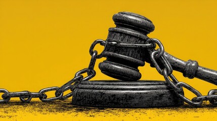 Justice chained metaphor with dramatic lighting for law firm branding and legal marketing materials emphasizing restriction and overcoming obstacles