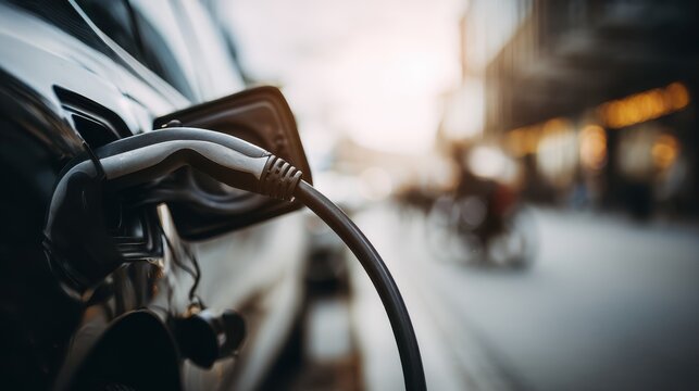 electric car is charged on wallbox - Powered by Adobe