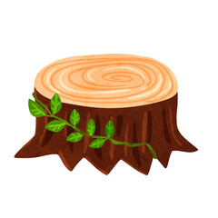 蔦と葉が覆っている切り株　水彩風手描きイラスト