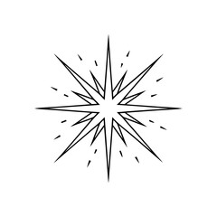 Fototapeta premium Outline of a starburst shape on transparent background