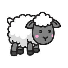 Cute Cartoon Sheep With Fluffy White Wool And Pink Cheeks On A Transparent Background