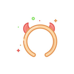 Cute devil horn headband accessory with colorful dots and crosses on a transparent background simple line art illustration for party themes