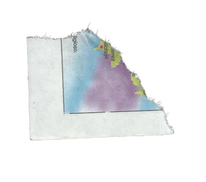 Torn Map Fragment with Coastal Geography and Partial Spanish Text on Transparent Background