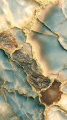 Close-up view of natural agate stone with intricate patterns and accents in earthy and blues