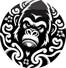 Ornamental_Gorilla_Illustration_–_Strong_Ape_Head_with_Tribal_Decorative