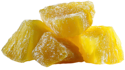 Delectable Pineapple Chunks: A close-up showcases vibrant, sun-kissed pineapple chunks, exuding a taste of tropical sweetness. 