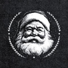Traditional Santa Claus illustration on a festive background surrounded by decorative elements