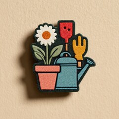 Colorful gardening tools and flower pot decoration for indoor or outdoor gardening enthusiasts