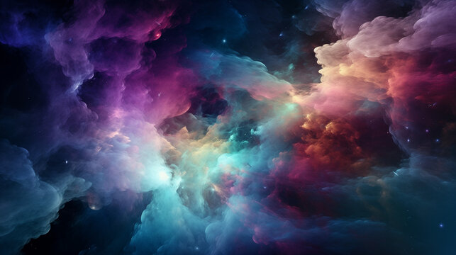 A fantasy background wallpaper photo that shines in seven colors like a mysterious galaxy or sky