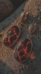 Elegant tortoiseshell earrings reflecting sunlight on rocky surface during a tranquil afternoon - Low Contrast