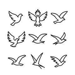 set of outline icons birds in flight vector on a white background
set of 9 line icons, vector, on a white background
