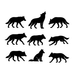 set of outline icons wolves vector on a white background
set of 9 line icons, vector, on a white background